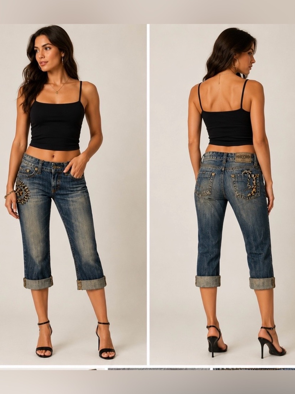 👖 Versace Jeans Couture Leopard Capri Jeans – Size 29 | Made in Italy